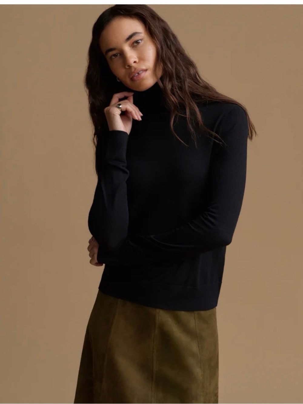 Jennie kayne Women's Black Turtleneck Sweater - Classic Slim Fit